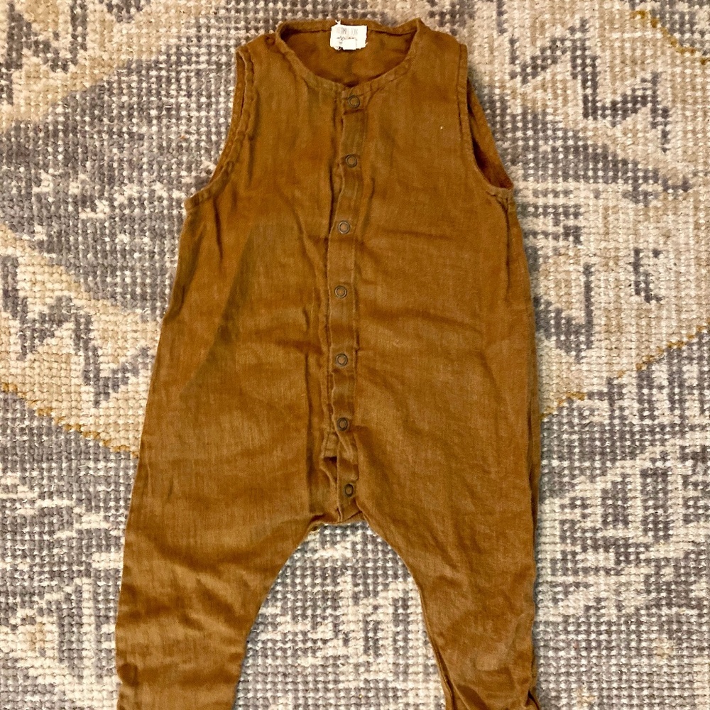 The Simple Folk Linen The Forest Playsuit in Terracotta Size 9-12month EUC